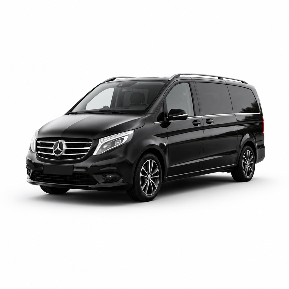 Mercedes Van parked with sliding door open, ready for a private Lisbon to Porto transfer